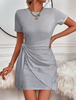 Fashion Women'S Solid Color Round Neck Short Sleeve Knitted Dress