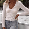 Fashion Sexy V-Neck Long-Sleeved T-Shirt