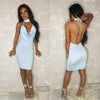 Solid Color High Waist Halter Dress