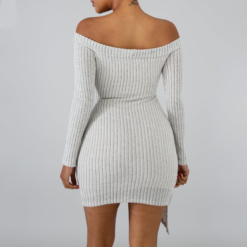 Sexy Strapless Long-Sleeved Package Hip Dress