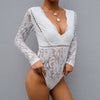 Sexy Long Sleeved V-Neck Lace Jumpsuit