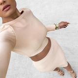 LONG-SLEEVED PACKAGE HIP TWO-PIECE DRESS