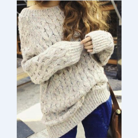 Fashion embroidery round neck sweater