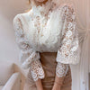 Women's Solid Color Lace Long Sleeve Shirt