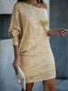 Long Sleeve Slim Women Solid Color Dress