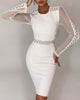 Lace Skinny Long Sleeves White Dress