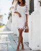 Fashion White Princess Sleeve Lace Dress