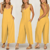 Women'S Backless Solid Color Loose Jumpsuit