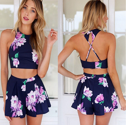 Sexy embroidered lace two-piece dress