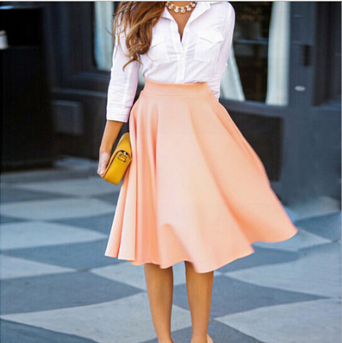 Casual Pink Floral Slit Skirt