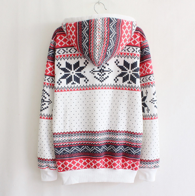 Printed Long-Sleeved Hooded Sweater