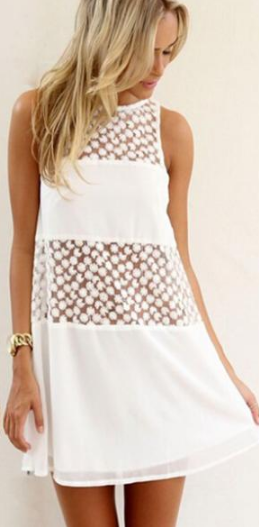 Fashion White Chiffon Sleeveless Dress