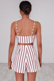 Women's Sleeveless Stripe Vest Two-Piece Set