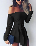 Women'S Solid Color Long-Sleeved Jumpsuit