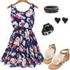 Fashion Printed Round Neck Sleeveless Dress