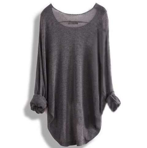 Solid color round neck long-sleeved sweater