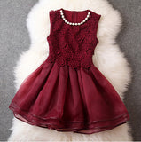 WINE RED LACE DRESS