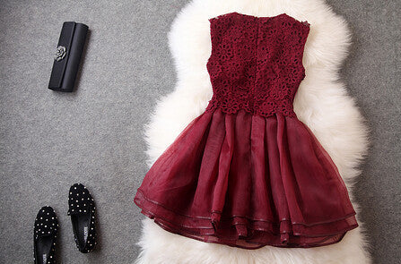 WINE RED LACE DRESS