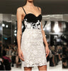 Black And White Stitching Lace Halter Dress