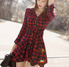 SLIM PLAID LONG-SLEEVED DRESS