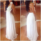 Gorgeous White Lace And Chiffon Backless Dress