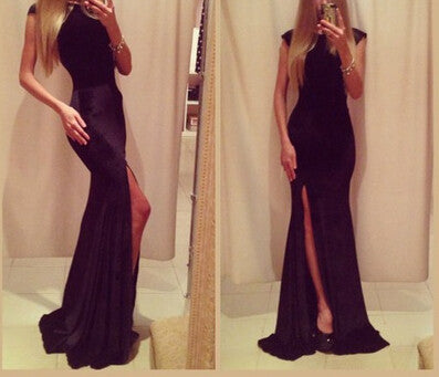 Cute And Classy Pure Black Long Dress