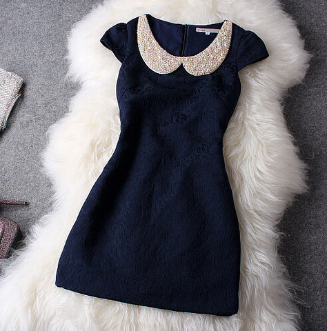 Solid Color Sexy One Word Collar Dress