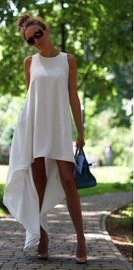 Fashion O-Neck White Dress