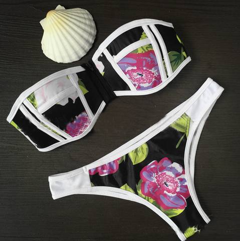 Fashion Sexy Simple Solid Color Strapless Bikini Underwear Lingerie Set