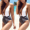 Deep V-Neck Crisscross Print One Piece Swimsuit Swimwear