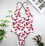 Sexy White Bikini Backless Red One Piece Bikini Swimwear