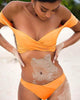 Sexy Women Summer Pure Yellow Off Yellow Strapless Two Piece Bikini Swimsuit Swimwear