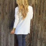Women Winter Loose Long Sleeve Cotton Casual Blouse T Shirt Fashion Tunic Top