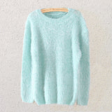 Womens Mint Green Mohair Knit Sweater
