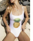 Fashion and fashion show back pure color pineapple print swimsuit sexy bikini